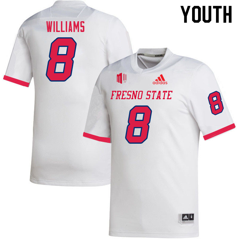 Youth #8 Jalen Williams Fresno State Bulldogs College Football Jerseys Sale-White